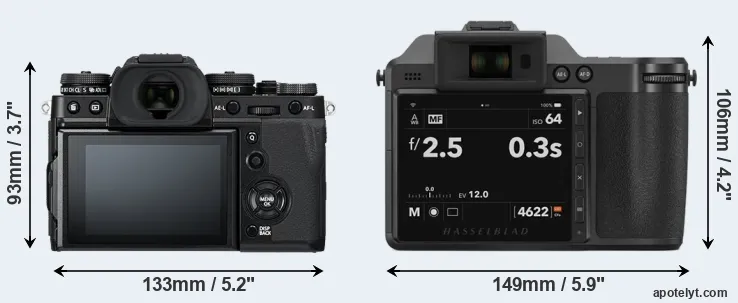 Comparison X-T3 or X2D 100C rear