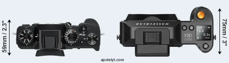Compare X-T3 versus X2D 100C top