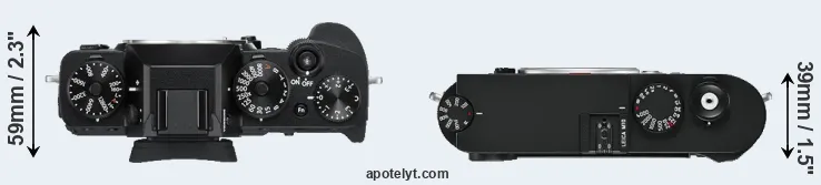 Compare X-T3 versus M10 top