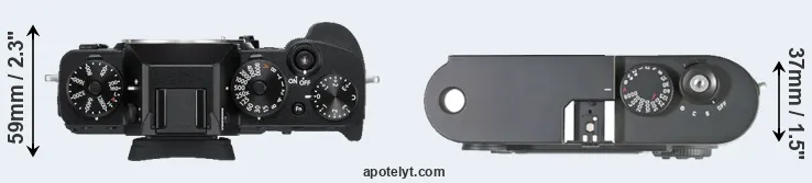 Compare X-T3 versus M8 top