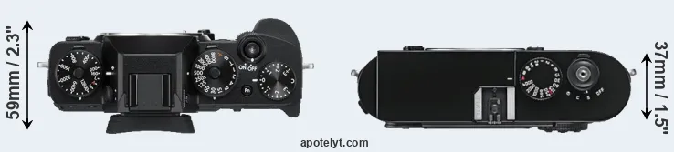 Compare X-T3 versus M9 top
