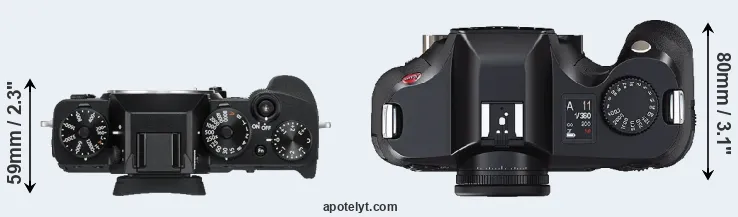 Compare X-T3 versus S2 top