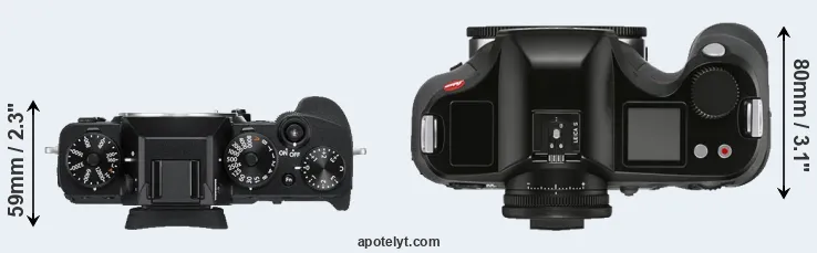 Compare X-T3 versus S3 top