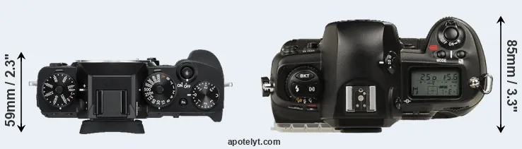 Compare X-T3 versus D1 top