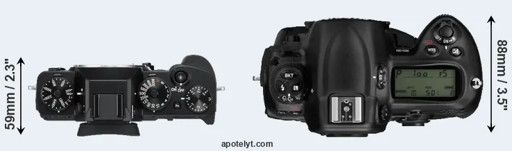 Compare X-T3 versus D3 top