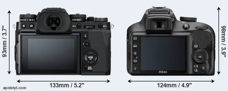 Comparison X-T3 or D3400 rear