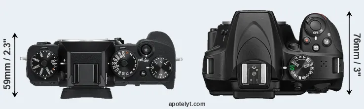 Compare X-T3 versus D3400 top