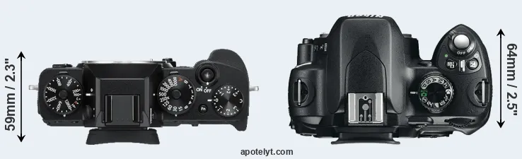 Compare X-T3 versus D60 top