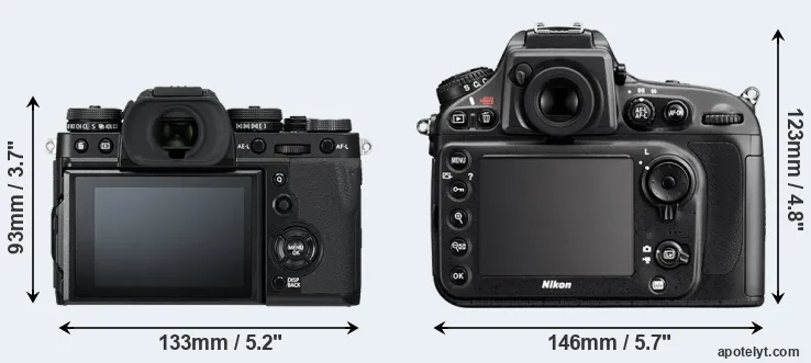 Comparison X-T3 or D800 rear