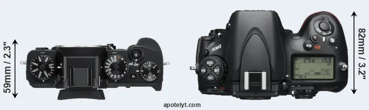 Compare X-T3 versus D800 top