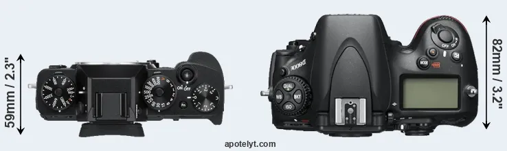 Compare X-T3 versus D800E top