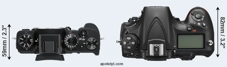 Compare X-T3 versus D810 top