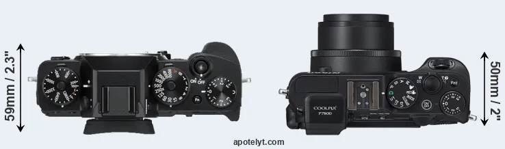 Compare X-T3 versus P7800 top