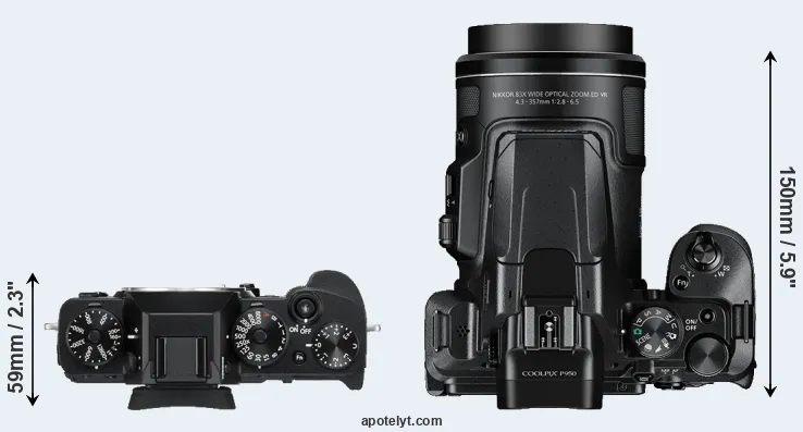 Compare X-T3 versus P950 top