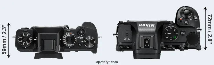 Compare X-T3 versus Z5 II top