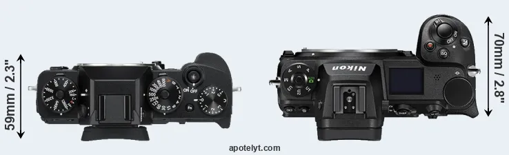 Compare X-T3 versus Z7 II top