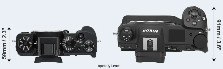 Compare X-T3 versus Z9 top