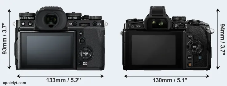 Comparison X-T3 or E-M1 rear