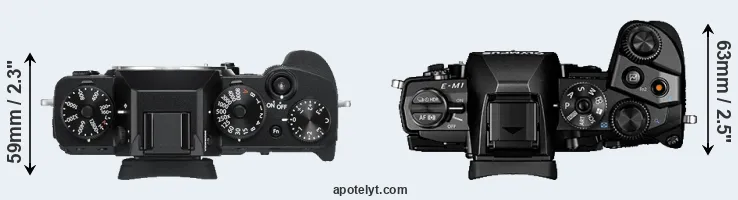 Compare X-T3 versus E-M1 top
