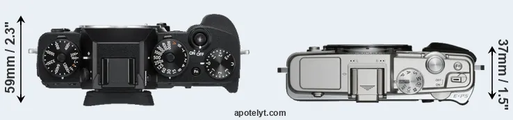 Compare X-T3 versus E-P5 top