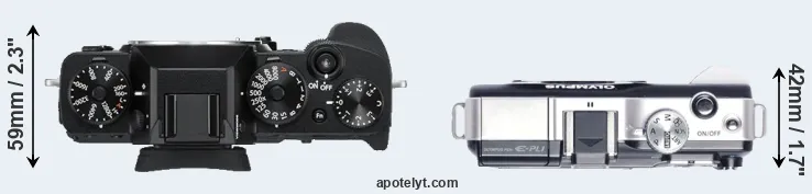 Compare X-T3 versus E-PL1 top