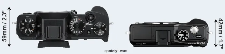 Compare X-T3 versus E-PL2 top