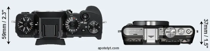 Compare X-T3 versus E-PL3 top