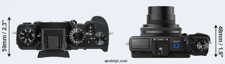 Compare X-T3 versus XZ-2 top