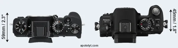 Compare X-T3 versus G1 top