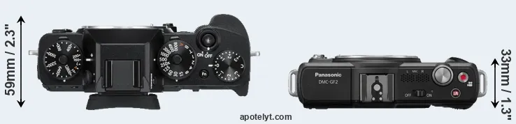 Compare X-T3 versus GF2 top