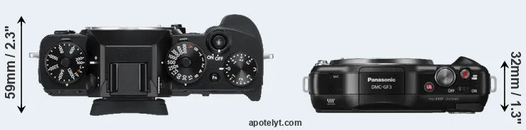 Compare X-T3 versus GF3 top