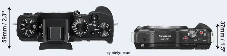 Compare X-T3 versus GF5 top