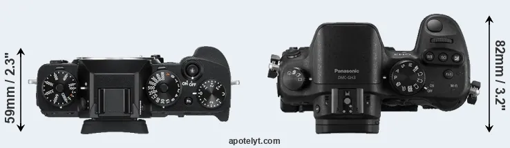 Compare X-T3 versus GH3 top