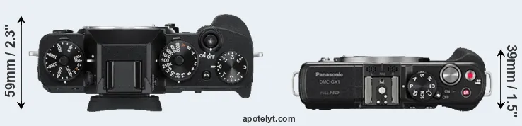 Compare X-T3 versus GX1 top