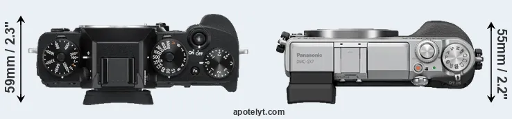 Compare X-T3 versus GX7 top
