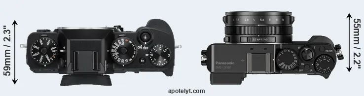 Compare X-T3 versus LX100 top