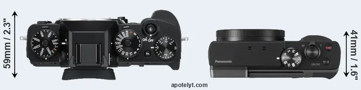 Compare X-T3 versus TZ90 top