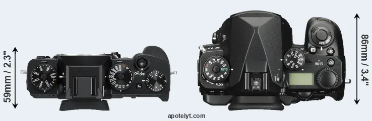 Compare X-T3 versus K-1 II top