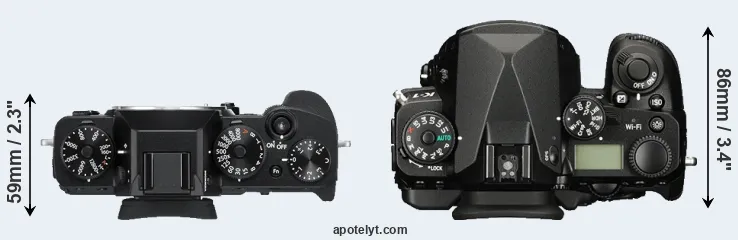 Compare X-T3 versus K-1 top