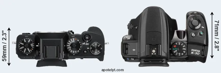 Compare X-T3 versus K-30 top