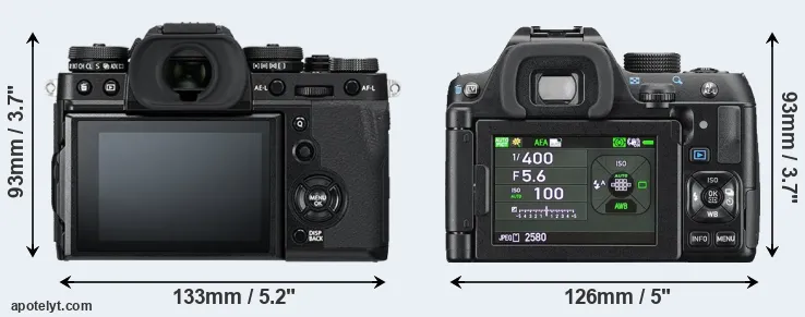 Comparison X-T3 or K-70 rear
