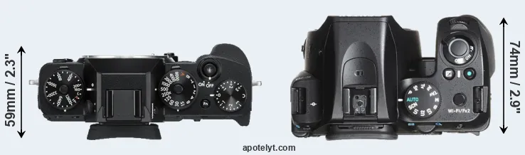 Compare X-T3 versus K-70 top