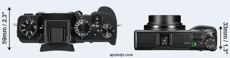 Compare X-T3 versus GR III top