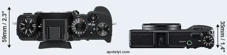 Compare X-T3 versus GR top