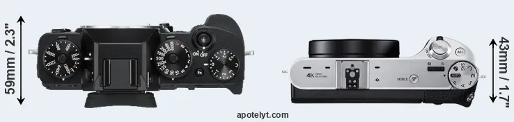 Compare X-T3 versus NX500 top