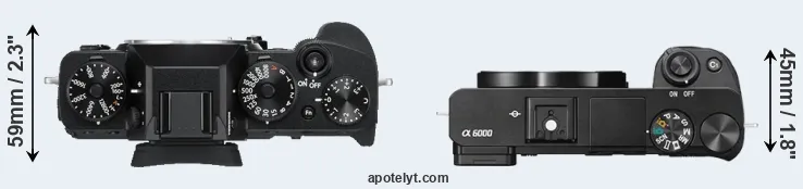 Compare X-T3 versus A6000 top