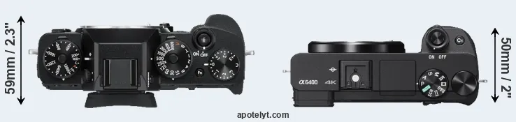 Compare X-T3 versus A6400 top
