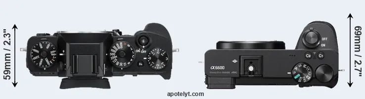 Compare X-T3 versus A6600 top