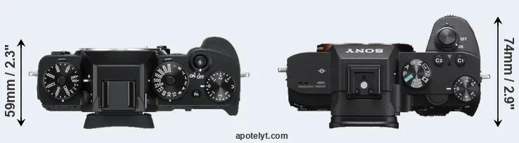 Compare X-T3 versus A7 III top