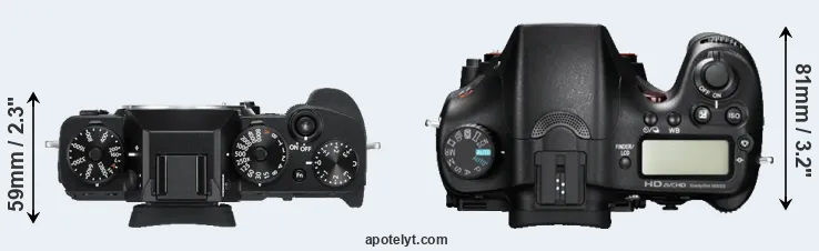 Compare X-T3 versus A77 top